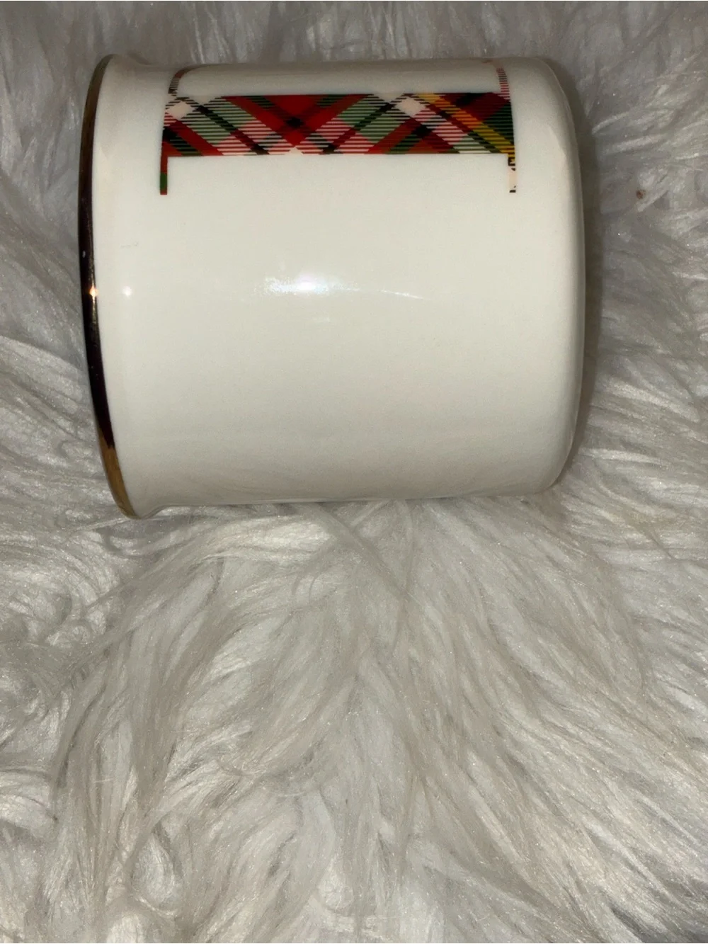 Like New Pottery Barn Plaid‎ Alphabet Stoneware Mug featuring the letter 